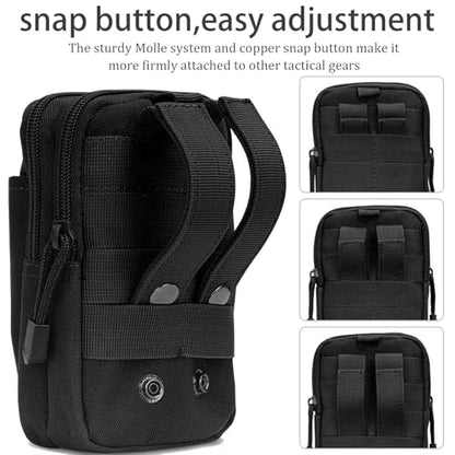 2 Pack Tactical Molle Pouch, Universal EDC Waist Bag Pouches, Outdoor Belt Bags Gear Tool Gadget Pocket with Cell Phone Holster Kakhi - color: Black