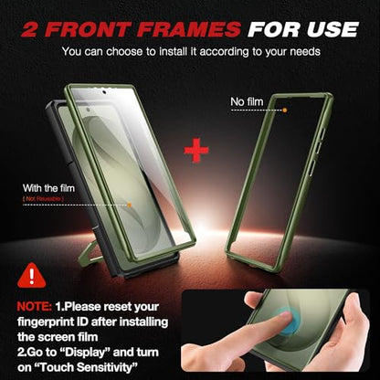 TONGATE Magnetic Stand for Samsung Galaxy S26 Ultra Case, Compatible with Magsafe, [Camera Cover & 2 Front Frames][Military Drop Protection] S26 Ultra Case Built-in Screen Protector & Belt Clip, Olive - color: Olive Green