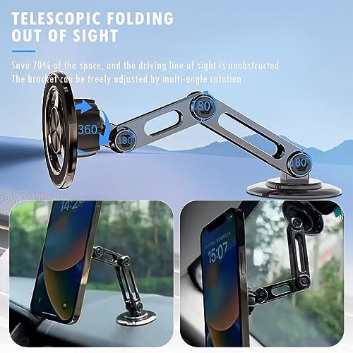 Universal 360° Pro Magnetic Car Phone Holder (2025) – Super Strong Suction & Adjustable Phone Mount for All Mobile Phones, Hands-Free Viewing with Metal Ring, No Signal Interference - color: Black