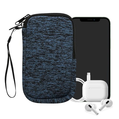 kwmobile Universal Phone Pouch Size L - 6.5" - Neoprene Smartphone Pouch with Zip - Water-Repellent Mobile Phone Case - Sleeve in Deep Ocean/Black - color: Deep Ocean / black, size: L - 6.5"