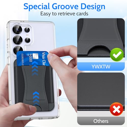 YWXTW 2026 Upgraded Magnetic Wallet for Samsung Galaxy S26/S25/S24/Z Fold 8/ Fold 7 and iPhone 17/16/15/14/13/12 Models, 6 Cards Holder, Minimalist Slim Leather Magnet Wallet - color: Black