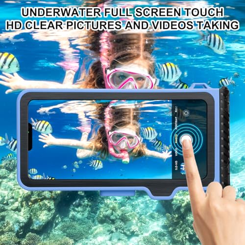 33ft Snorkeling Phone Case, Gen 4 IP68 Waterproof Housing for iPhone 16/15/14/13/12/11 Pro Max Samsung Galaxy S24/S23/S22, Touchscreen Full Protection - color: Black_Blue