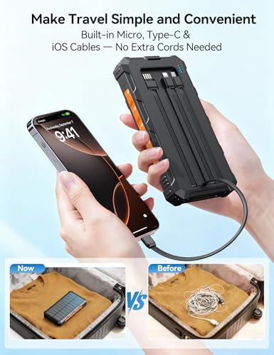 Solar Charger Portable Power Bank 20000mah External Battery Pack for iphone - color: Orange-Black