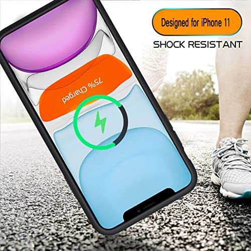 Battery Case for iPhone 11, 10000mAh High Capacity Portable Charger Case Rechargeable Smart Battery Pack Charging Case with Wireless Charging Support Carplay Compatible for iPhone 11 (6.1 inch)-Black - size: iPhone 11