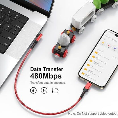 60W Short USB C to USB C Cable(1FT,3Pack),Right Angle USB C Charging Cable - color: Red, size: 1FT+1FT+1FT