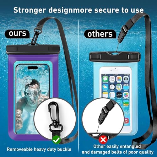 [2 Pack Waterproof Phone Case, Universal Dry Bag for iPhone 15/14/13/12 Pro Max, IPX8 Waterproof Pouch, Cruise Ship & Beach Essentials, Black & Bright Red - 6.8" - color: A7-Black+Bright Red-2 pack, size: 6.8in