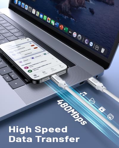 240W USB C to USB C Cable, [3.3FT, 2-Pack] C to C Fast Charging Cable - size: 3.3ft