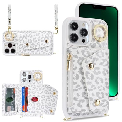 Lipvina Crossbody Wallet Case for iPhone 13 Pro Max,White Leopard - color: 03-White Leopard, size: iPhone 13 Pro Max 6.7"