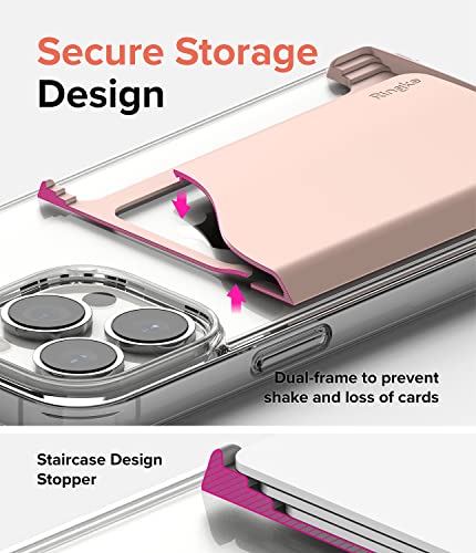 Ringke Side Slot Card Holder for Phone Case, Business Card Holder for Women, Men, ID Credit Card Holder Stick on, Phone Wallet Compatible with iPhone, Galaxy, and Pixel - Peach Pink - color: Peach Pink