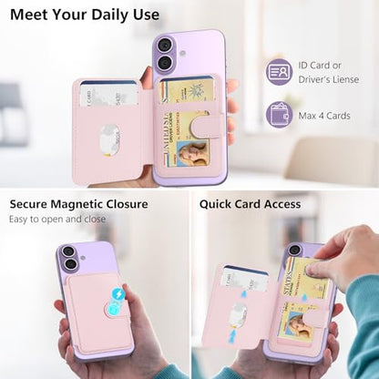 for MagSafe Wallet, Magnetic Phone Wallet RFID Blocking, 4 Card Holder - color: Pink