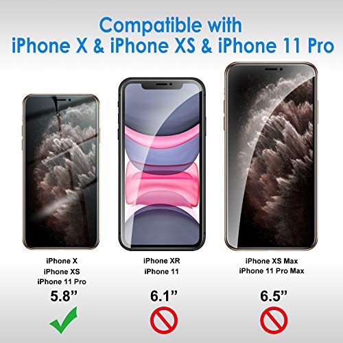 JETech Privacy Screen Protector for iPhone 11 Pro/Xs/X, 2-Pack - size: iPhone 11 Pro/XS/X