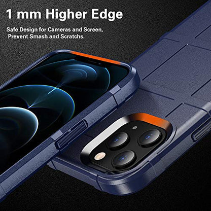 Rugged Shield TPU Thick Solid Armor Tactical Protective Case Compatible with iPhone 12 Pro Max (6.7 inches) - Navy Blue - color: Navy Blue, size: iPhone 12 Pro Max