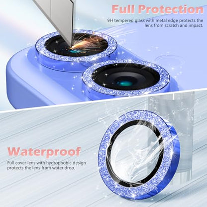 imluckies for iPhone 16 / iPhone 16 Plus Camera Lens Protector, AR+AF Tempered Glass 9H Anti-Scratch Metal Individual Lens Cover, HD Clear Camera Accessories, Glitter Ultramarine - color: Glitter Ultramarine
