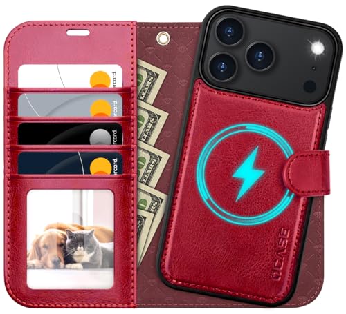 OCASE for iPhone 17 Pro Max Detachable Wallet Case with Card Holder, 2 in 1 PU Leather Flip Folio with RFID Blocking Stand Wrist Strap Shockproof Phone Cover 6.9 Inch 2025, Red - color: Red, size: iPhone 17 Pro Max