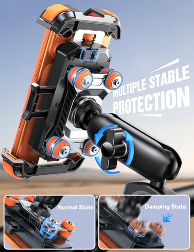 JOYROOM Motorcycle Phone Mount Holder with Dual Vibration Dampener - color: Orange