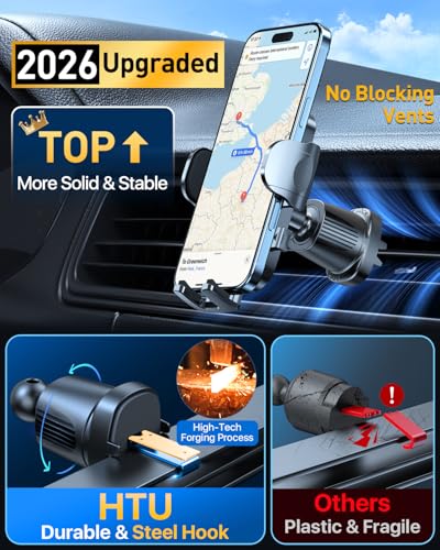 HTU Upgraded Strongest Suction No Block View Bendable Arm Car Phone Holder - color: Dark Gray