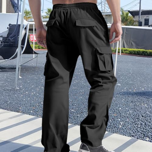 Men Cargo Pants Cotton Twill Breathable Tactical Waterproof Flap Pockets Hiking Beach Fishing Tactical Pants for Men - color: A Black, size: X-Large