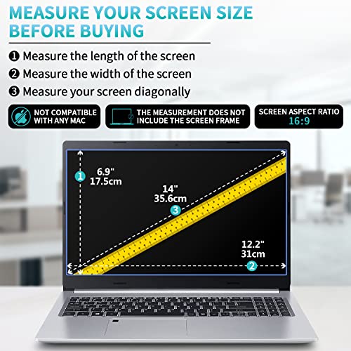 F FORITO 2 Pack 14 inch 16:9 Anti Glare Matte Laptop Screen Protector, Anti Scratch Anti Fingerprint Screen Filter Compatible with 14" Laptops with 16:9 Aspect Ratio (12.2" L x 6.9" W)