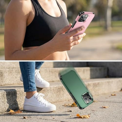 Shockproof for iPhone 15 Case,[15 FT Military Grade Drop Protection],with 2X [Tempered Glass Screen Protector ] with Air Bumpers Full-Body Protective Phone Case, Dark Green - color: Dark Green