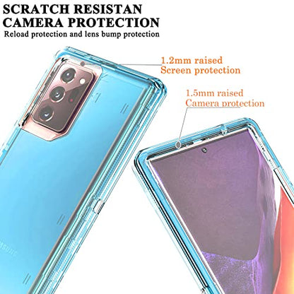 YmhxcY Note 20 Ultra Cover, Galaxy Note 20 Ultra 3 Layer Durable Shockproof Drop Protection/Solid Silicone Clear Case - Transparent Blue - color: Transparent blue