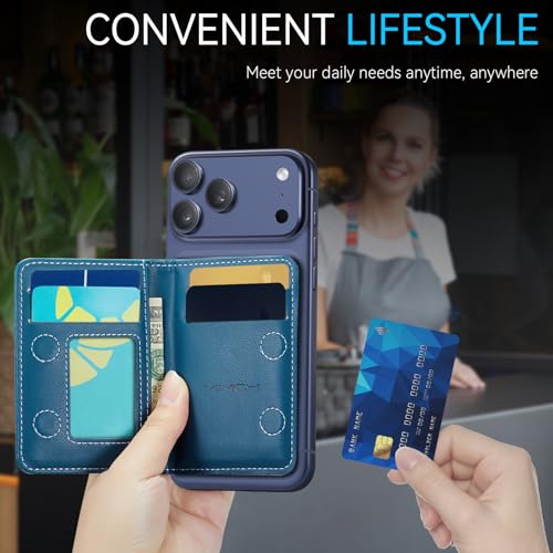 Vinich for MagSafe Wallet Magnetic RFID Blocking Card Holder, Blue - color: Blue