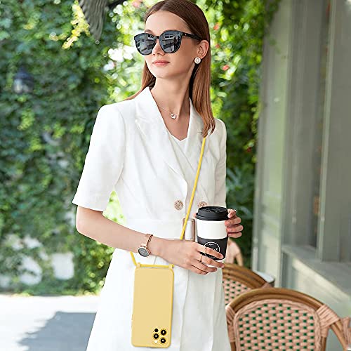 Crossbody Lanyard Strap Case for iPhone 14 Pro Max, Neck Cross Body, Adjustable Holder Removable, Drop Protection Shockproof, Hands-Free Silicone Case 6.7 inch, 150 cm Strap, iP14PM - Yellow - color: Yellow