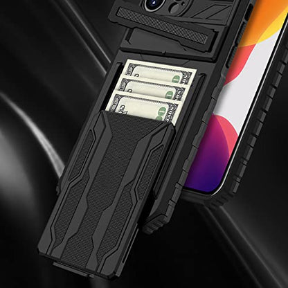 for Samsung Galaxy A12 Wallet Case with Card Holder, Black | Detachable Card Holder, Built-in Kickstand, with Screen Protectors, Military Grade, Full Body Shockproof - size: for Galaxy A12 - 6.5''