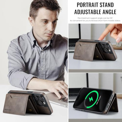 K2 2 in 1 Detachable Magnetic Phone Cases Compatible with iPhone 16 Pro Max Case with Card Holder RFID Blocking, Compatible with Magsafe Wallet, Leather 6.9'' (Coffee, iPhone 14 Pro Max) - color: Coffee, size: iPhone 14 Pro Max
