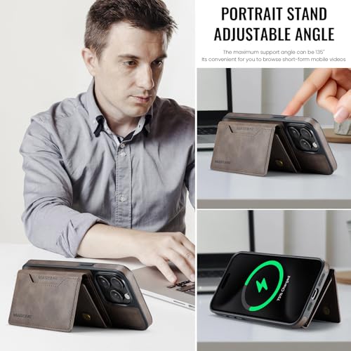 K2 2 in 1 Detachable Magnetic Phone Cases Compatible with iPhone 16 Pro Max Case with Card Holder RFID Blocking, Compatible with Magsafe Wallet, Leather 6.9'' (Coffee, iPhone 15 Pro Max) - color: Coffee, size: iPhone 15 Pro Max