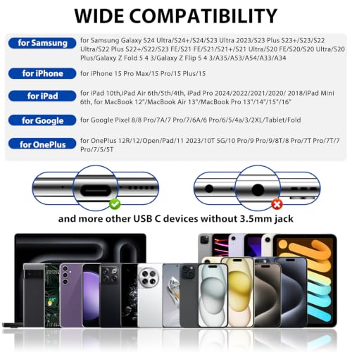 ASKUBSKU Open Ear Earbuds Wired USB C for Samsung S26 Ultra S25 S24 S23 A17 - color: Black