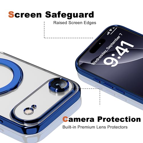Plating Clear Case for iPhone 17 Air with Stand 6.3", Blue - color: Blue, size: Iphone 17 Air