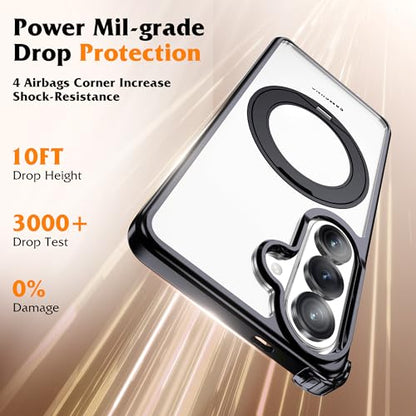 Compatible with Clear Samsung Galaxy S26 Plus Case with 360° Invisible Magnetic Ring Stand [Compatible with Mag-Safe] Shockproof Plating Phone Case for S26+ 6.7",Black - color: Black, size: Samsung Galaxy S26 Plus