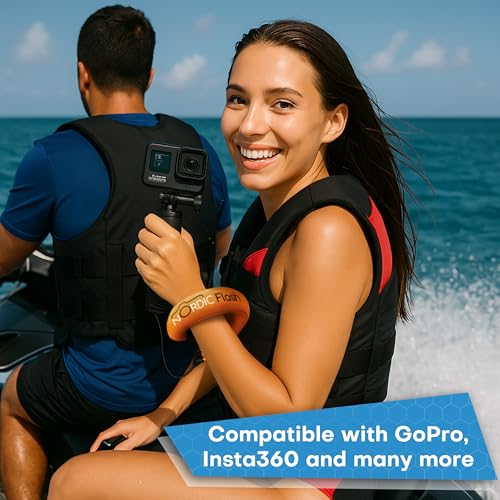 Waterproof Phone & Camera Float Wrist Strap for Underwater | Waterproof Float Strap Compatible with GoPro Hero 13, Insta360 X4, DJI Action 5 Pro, iPhone, OM System TG-7 & Kodak WPZ2 - color: Orange Pop