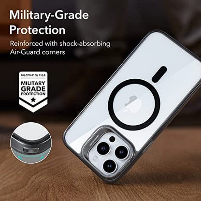 ESR Magnetic Phone Case for iPhone 14 Pro Max, Compatible with MagSafe, Built-in Camera Ring Stand, Military-Grade Protection, Classic Kickstand Case (HaloLock),Clear Black - color: Clear Black, size: iPhone 14 Pro Max 6.7inch