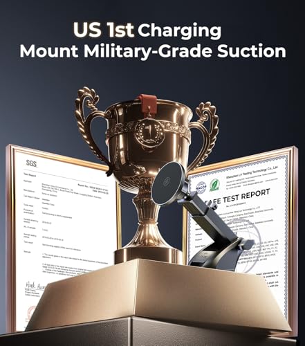 New 2025 Vacuum Magnetic Phone Suction Holder, 15W Wireless Charger for MagSafe Car Mount & Dashboard Windshield Vent Holder, All-Weather Suction for Uber, iPhone 16/15/14 Pro Max Plus