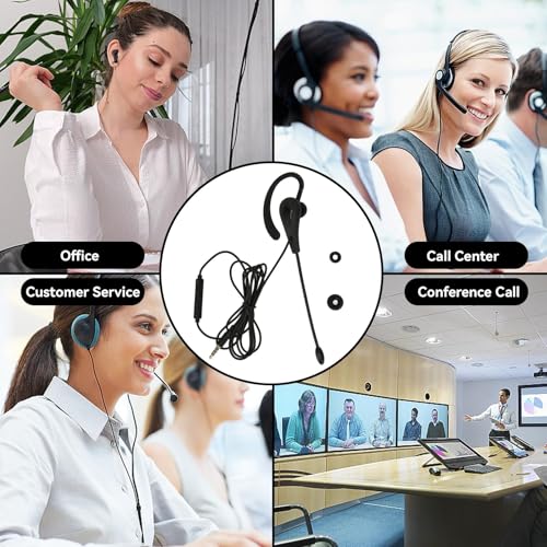 Cyrank Earphone Earbud, Single Headset One Ear Ear Hook Headphone Sport Earphone with Hook 3.5mm Wired Headset for Office for Safe Driving Biking Running Gaming and Working