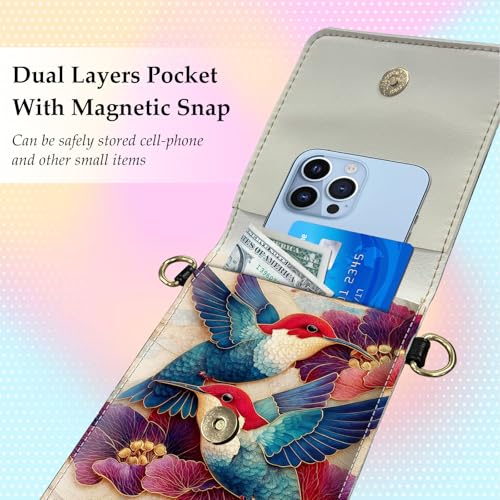 Small Crossbody Bags for Women Touchscreen Cell Phone Bag Cross Body Purses with adjustable Strap,Gifts For Teenage Girls - color: Hummingbirds
