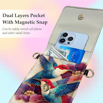 Small Crossbody Bags for Women Touchscreen Cell Phone Bag Cross Body Purses with adjustable Strap,Gifts For Teenage Girls - color: Hummingbirds