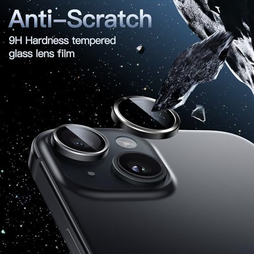 JETech Camera Lens Protector for iPhone 15/15 Plus, Midnight, 1 Set - color: Midnight