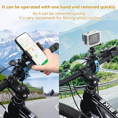 UTEBIT Camera Clamp Mount, Large Clamp Opening Aluminum Alloy Clip Mount - color: Black + Blue