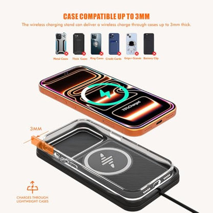 Wireless Car Charger,15w Fast Car Wireless Chargers Charging pad Non Slip Charger for Car Wireless Phone Charger for iPhone 17/16/15/14/13/12 Pro, SE3/SE2/XS/X/XR/8, 100cm Cable - color: Black-100cm Cable
