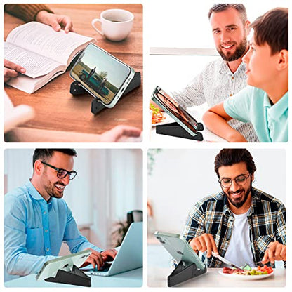 Kemoxan 8 Pack Portable Cell Phone Stand for Desk, Colourful Pocket Smartphone Kickstand, V Small Phone Travel Mount 【0.4" Slot Width】 Compatible with Universal iPhone IPads Android Kindle - color: 8 pack