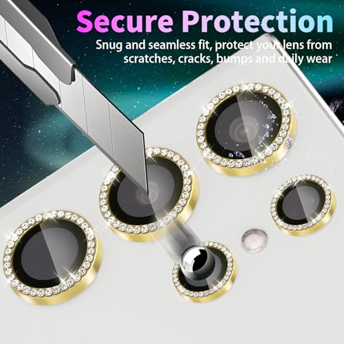 Camera Lens Protector for Samsung Galaxy S24 Ultra, Diamond Gold - color: Diamond Gold