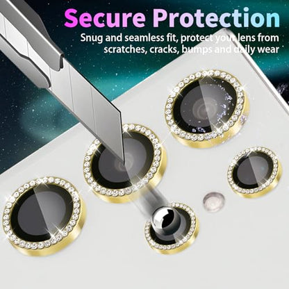 Camera Lens Protector for Samsung Galaxy S24 Ultra, Diamond Gold - color: Diamond Gold