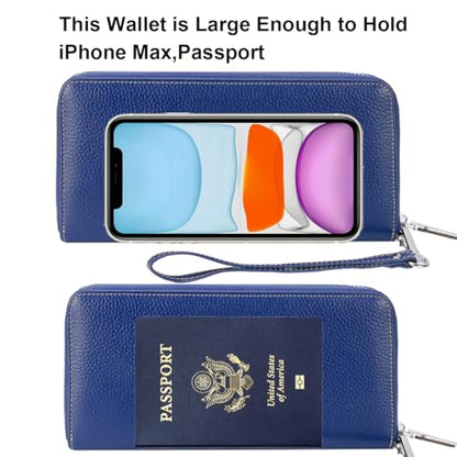 Small Compact Women Wallet RFID Blocking Genuine Leather Bifold Purse with ID Windows - color: 1- Pebbled Navy Blue, size: One Size
