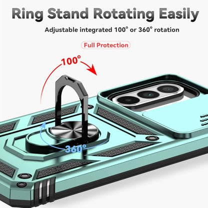 for Samsung Galaxy A36 5G Case with Slide Camera Cover HD Screen Protector [Military Grade 16ft. Drop Tested] Magnetic Ring Holder Kickstand Protective Phone Case for Galaxy A36 5G 2025, Dark Green - color: Dark Green w/ Slide Camera 2nd gen. Military Gra