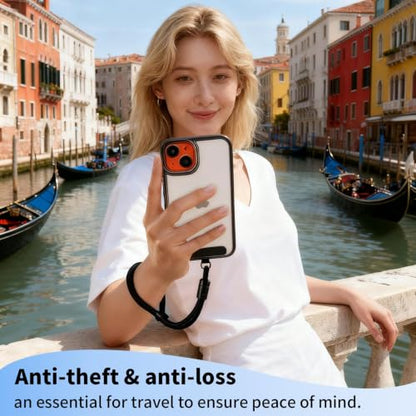 Anti Theft Phone Wrist Strap With 2 Metal Tether Tabs，Adjustable Wristlet & Hand Cell Phone Lanyard for Women and Men - color: Black