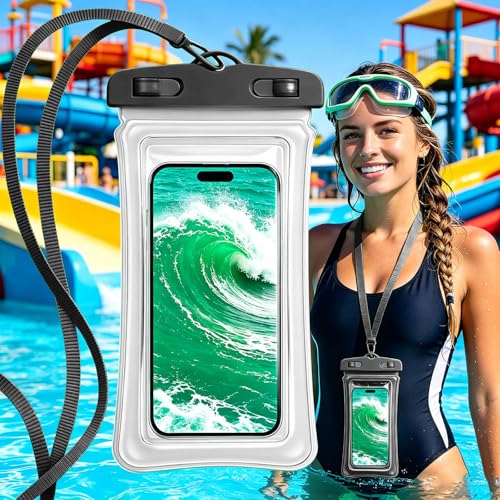 Universal Phone Dry Bag Waterproof Case for Smartphone, Touch Screen Friendly Floatable Pouch for Swimming Beach Boating Kayak (Black) - color: Black