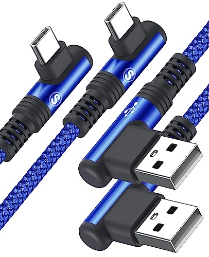 USB to USB C Cable 3.1A Fast Charge Right Angle CarPlay 10ft 2-Pack Blue - color: Blue, size: 10ft+10ft
