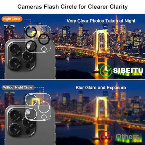 SIBEITU Screen Protector for iPhone 15 Pro Max 6.7 Inch Tempered Glass | 3 Pack Screen + 3 Pack Camera Lens Protector, HD Clear 9H Hardness, Scratch Resistant, Sensor Protection, Case Friendly - size: iPhone 15 Pro Max 6.7"